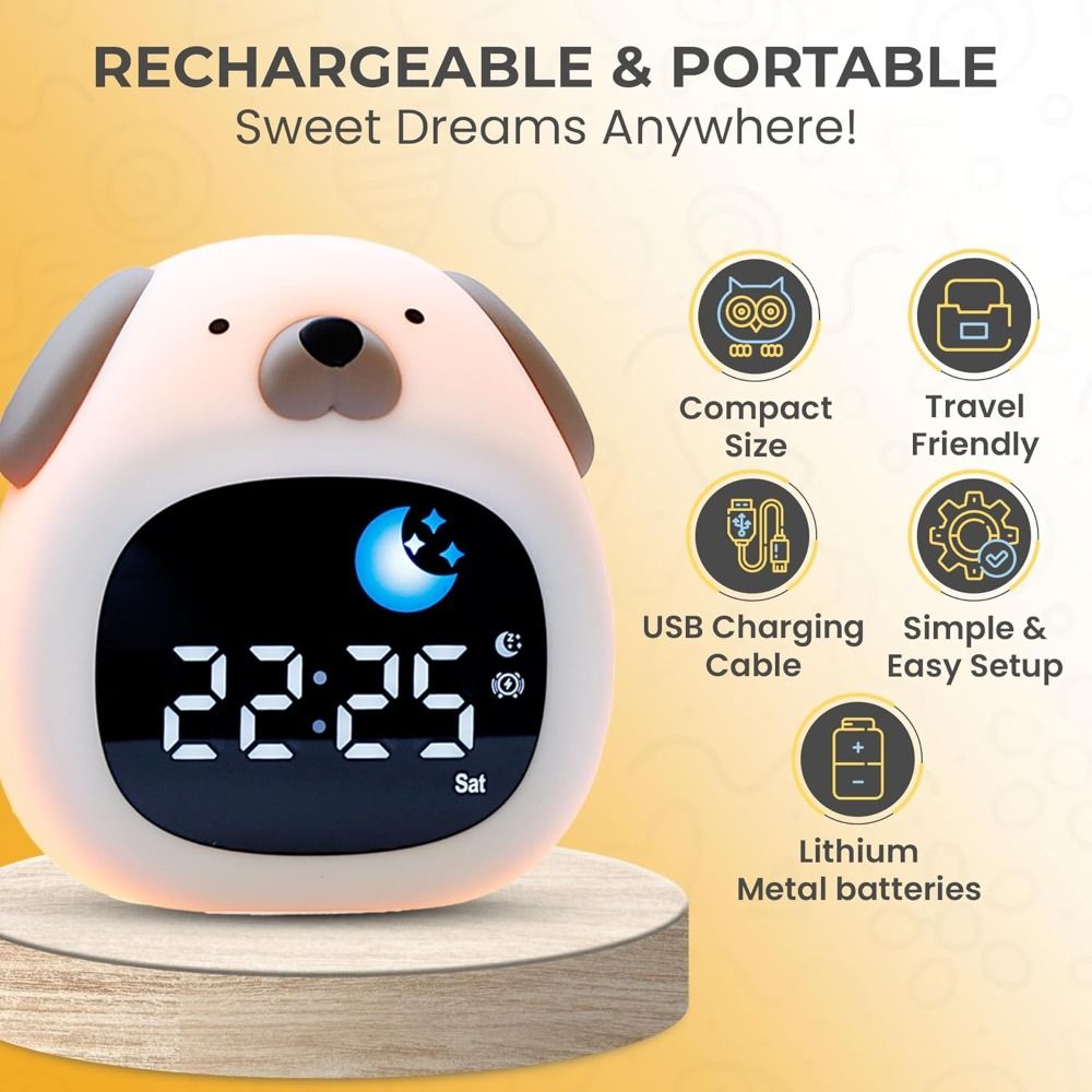 Sound Sleep Trainer Clock - Nowy, jasny budzik z motywem psa,