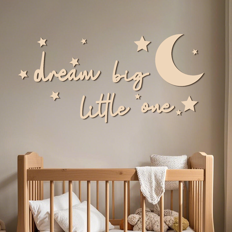 Baby Nursery Letters - Dream Big Little One Drewniane znaki