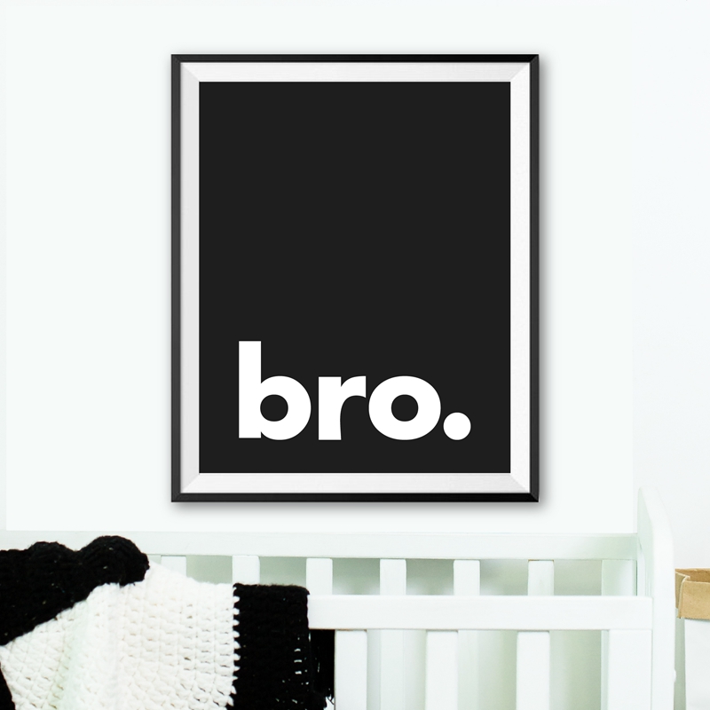 Baby Nursery Letters - Bracie. Drukuj minimalistyczny typografia plakat czarny