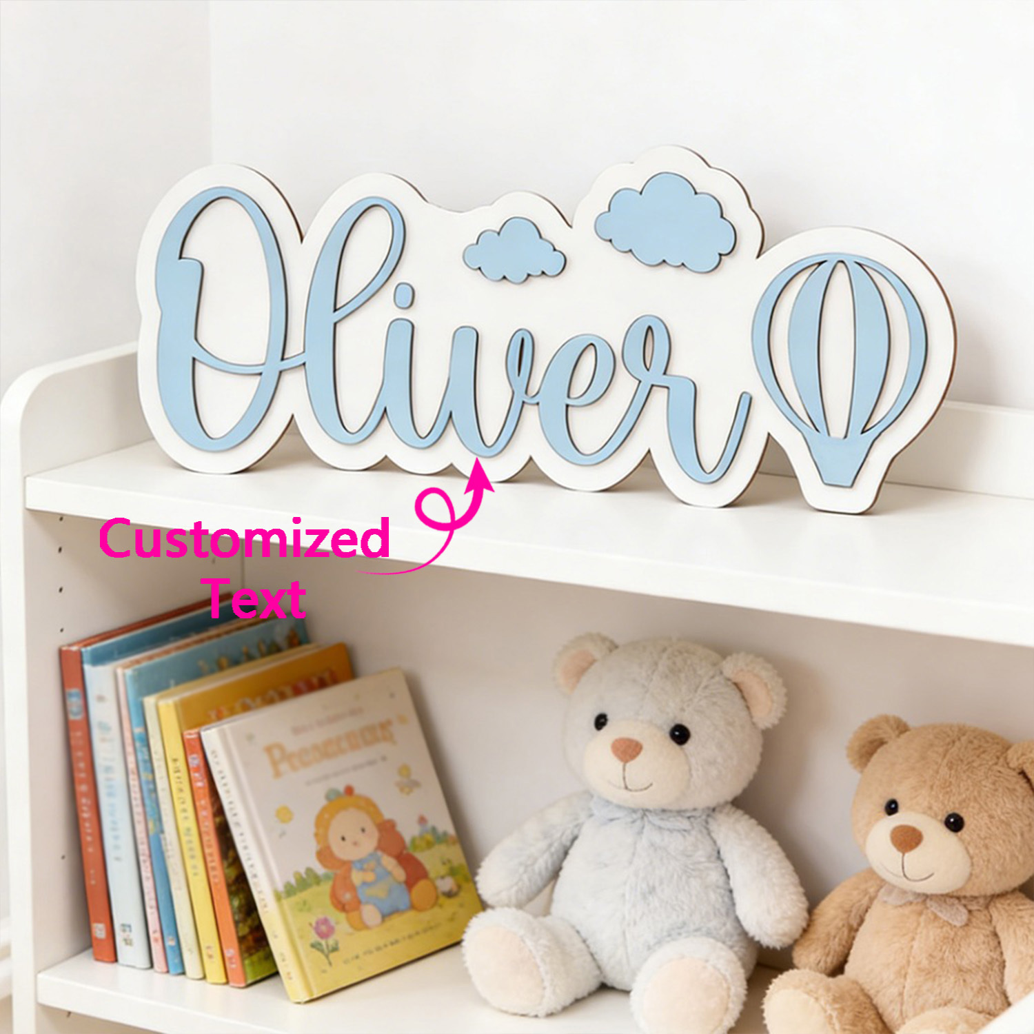 Baby Nursery Letters - Spersonalizowana tabliczka do pokoju z balonem