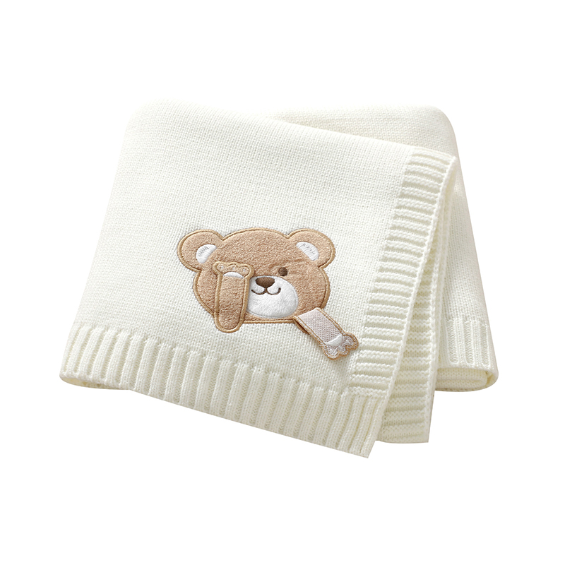 Baby Boy Nursery Quilt - Kocyki niemowlęce 90*70cm dziergane dla noworodków