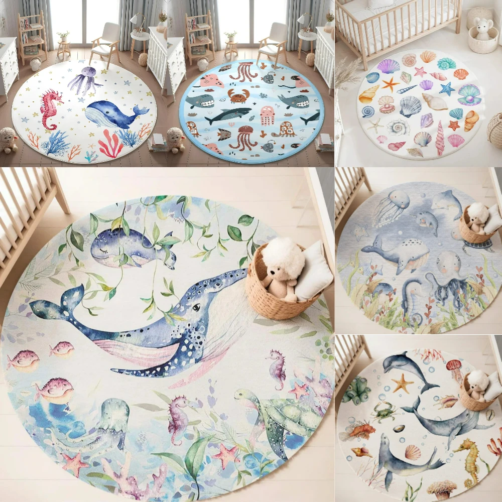 Niebieski dywan z motywem mors – Baby Nursery Letters recenzja i cena