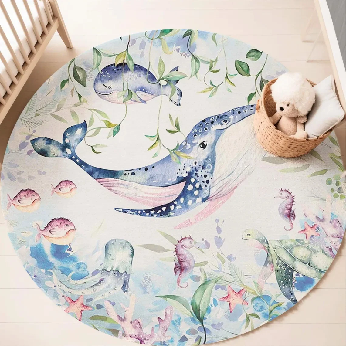 Niebieski dywan z motywem mors – Baby Nursery Letters recenzja i cena